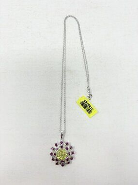 Shop LC Ouro Verde Quartz/Multi Gemstone Sterling Silver Flower Pendant 5595